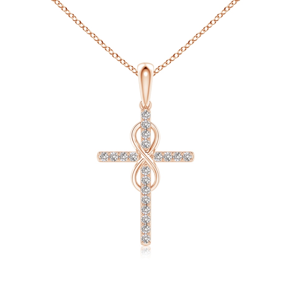 0.9mm IJI1I2 Diamond Cross and Infinity Pendant in Rose Gold 