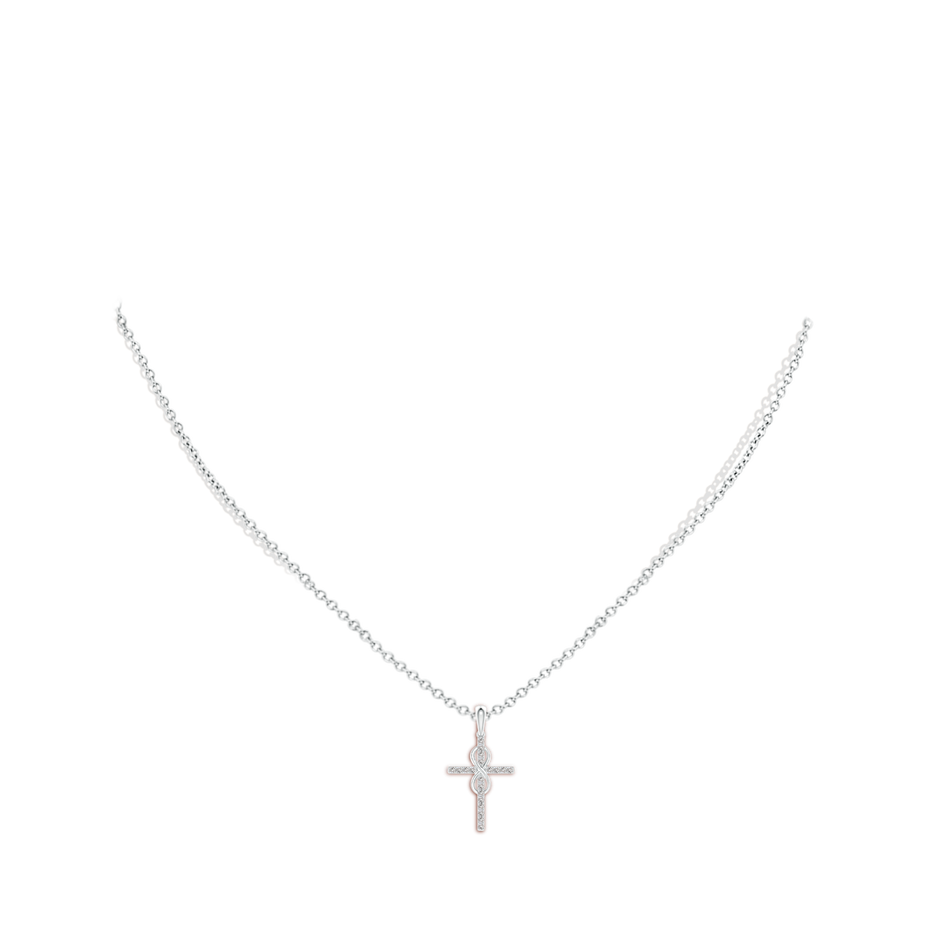 0.9mm IJI1I2 Diamond Cross and Infinity Pendant in White Gold pen