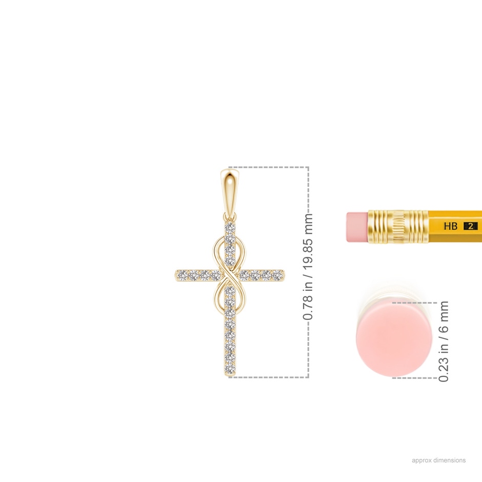 0.9mm IJI1I2 Diamond Cross and Infinity Pendant in Yellow Gold ruler
