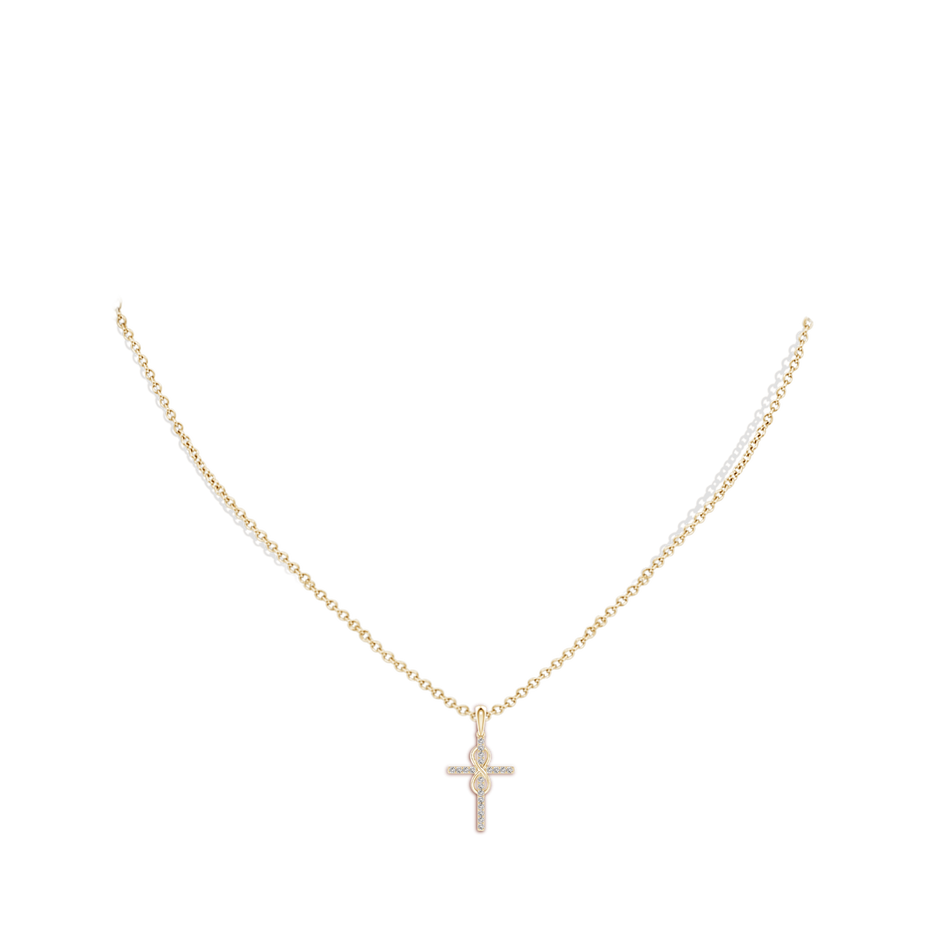 0.9mm IJI1I2 Diamond Cross and Infinity Pendant in Yellow Gold pen