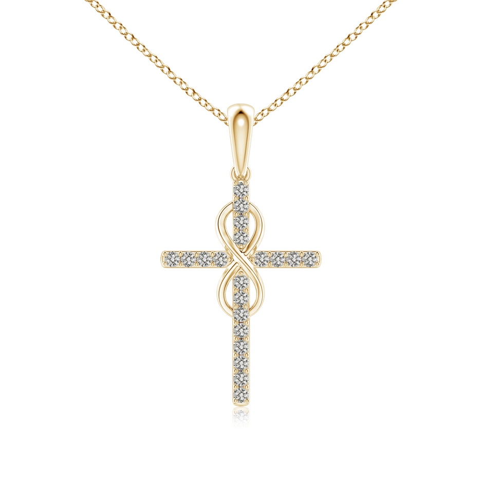 0.9mm KI3 Diamond Cross and Infinity Pendant in 18K Yellow Gold 