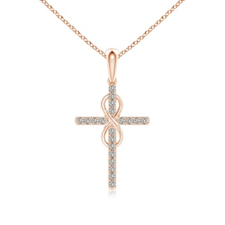 0.9mm KI3 Diamond Cross and Infinity Pendant in Rose Gold