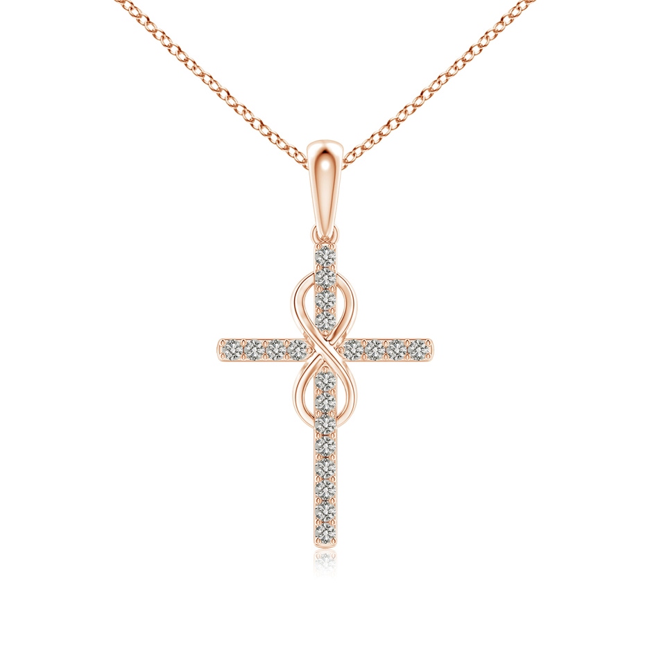 0.9mm KI3 Diamond Cross and Infinity Pendant in Rose Gold 