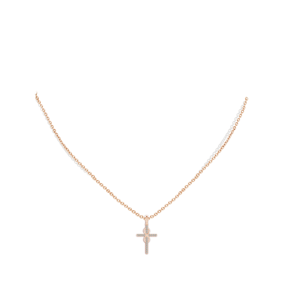 0.9mm KI3 Diamond Cross and Infinity Pendant in Rose Gold pen
