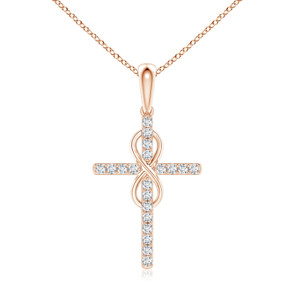 1mm GVS2 Diamond Cross and Infinity Pendant in Rose Gold 