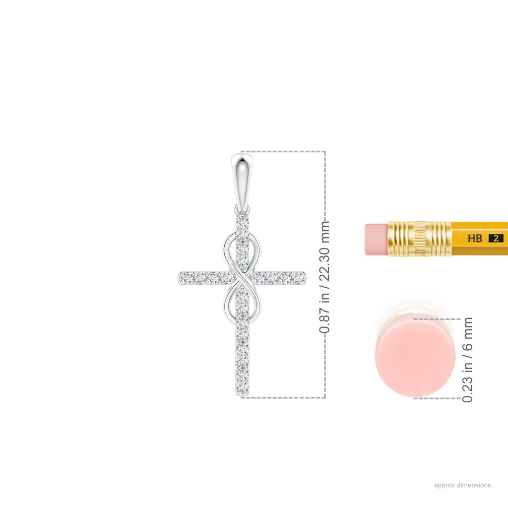 1mm GVS2 Diamond Cross and Infinity Pendant in White Gold ruler