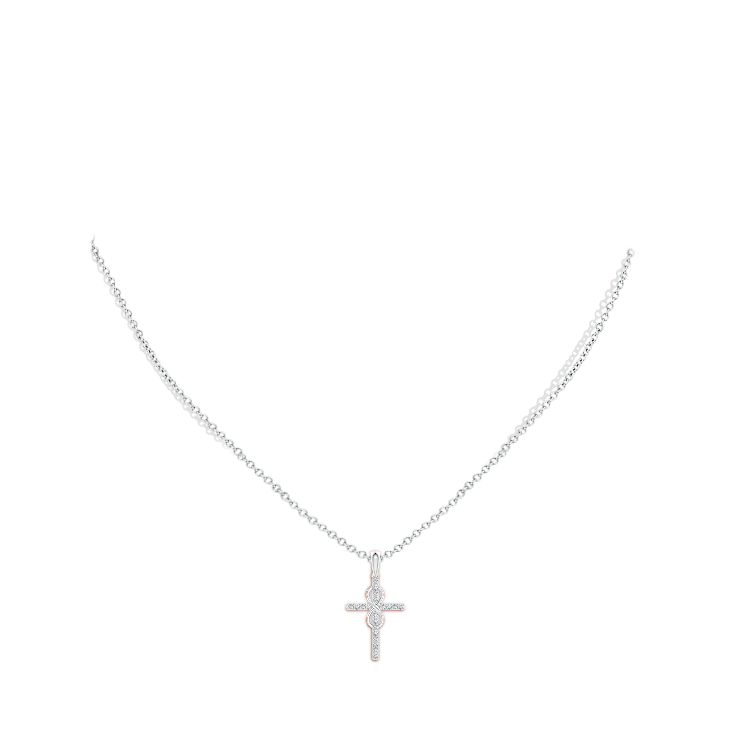 1mm GVS2 Diamond Cross and Infinity Pendant in White Gold - body_neck