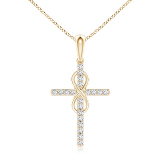 1mm GVS2 Diamond Cross and Infinity Pendant in Yellow Gold