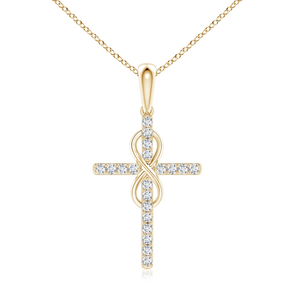 1mm GVS2 Diamond Cross and Infinity Pendant in Yellow Gold 