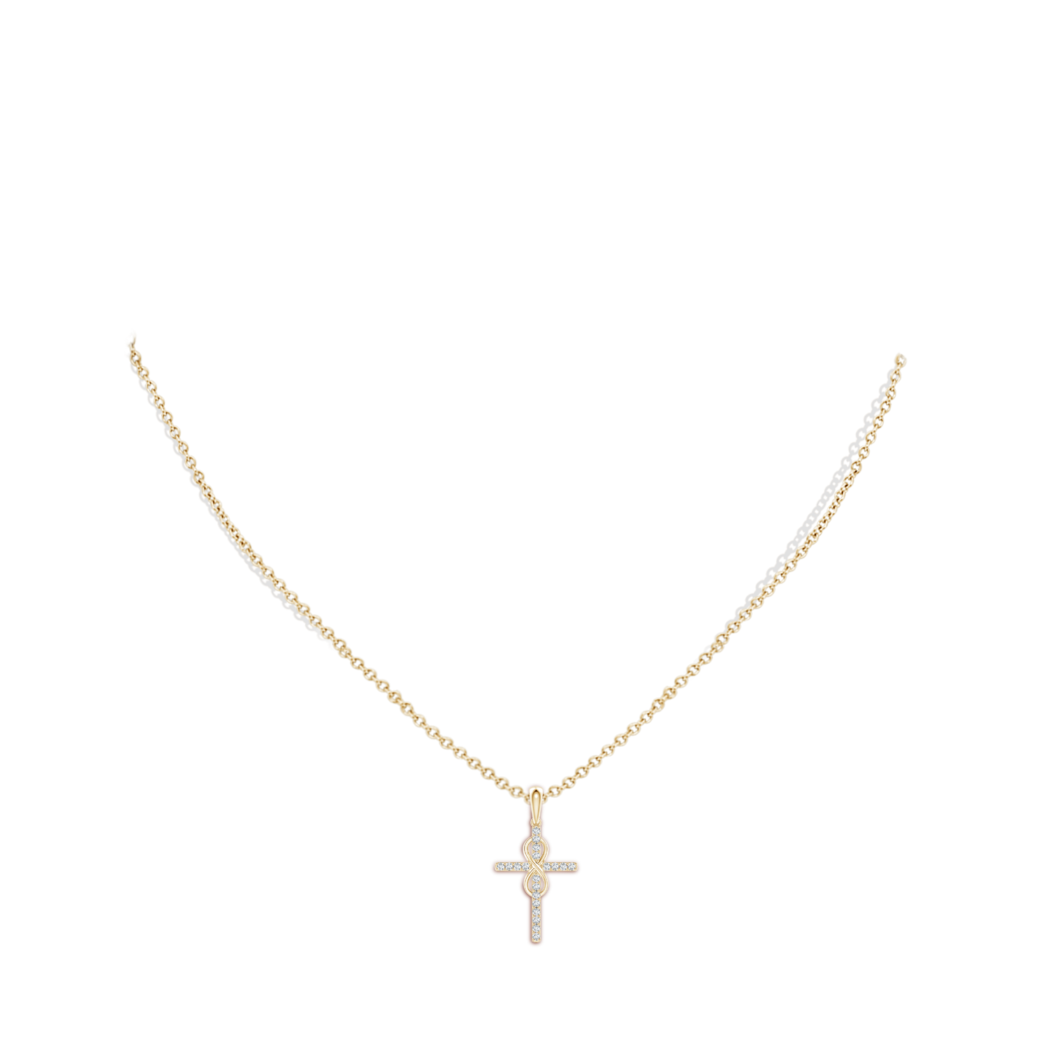 1mm GVS2 Diamond Cross and Infinity Pendant in Yellow Gold - body_neck