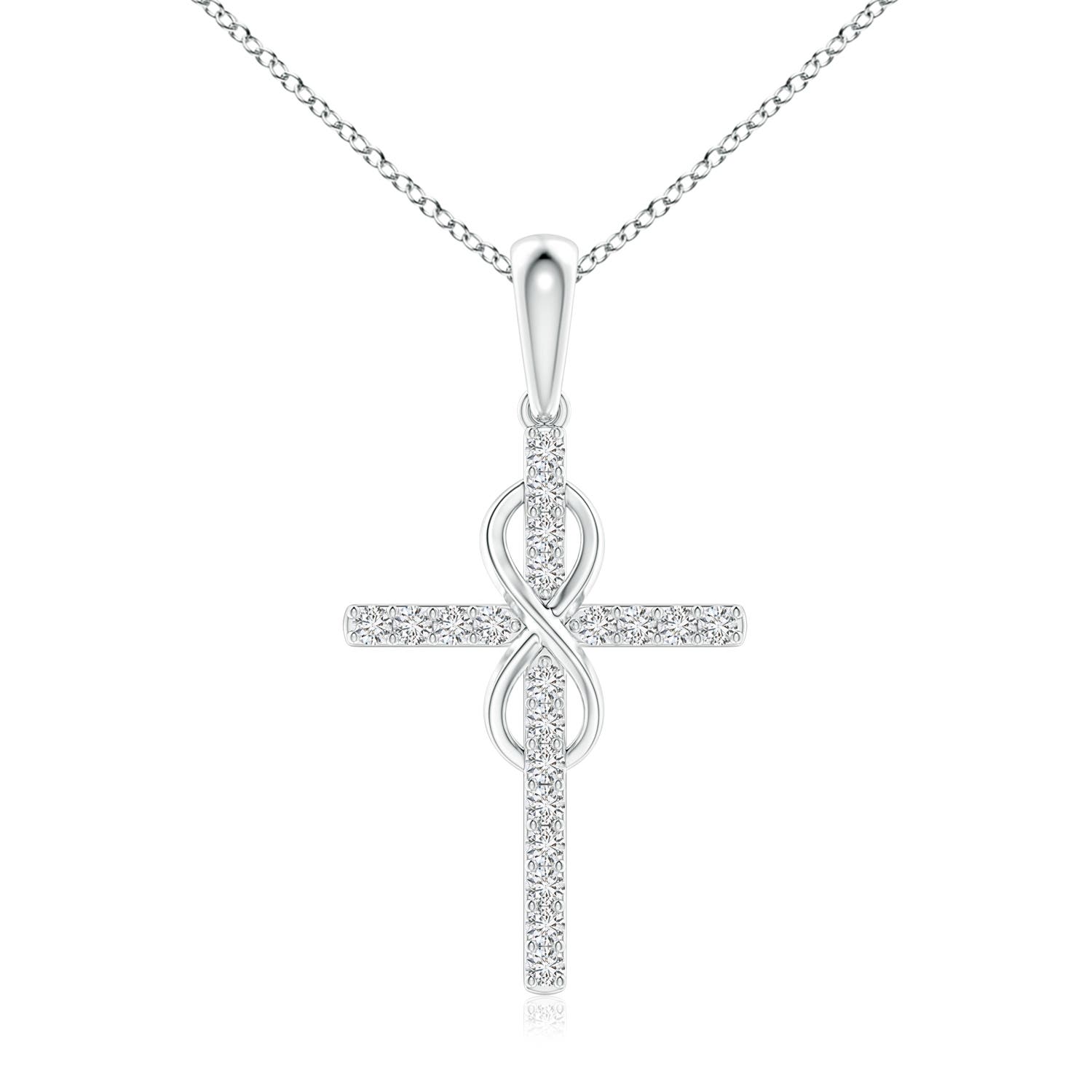 1mm HSI2 Diamond Cross and Infinity Pendant in 18CT White Gold