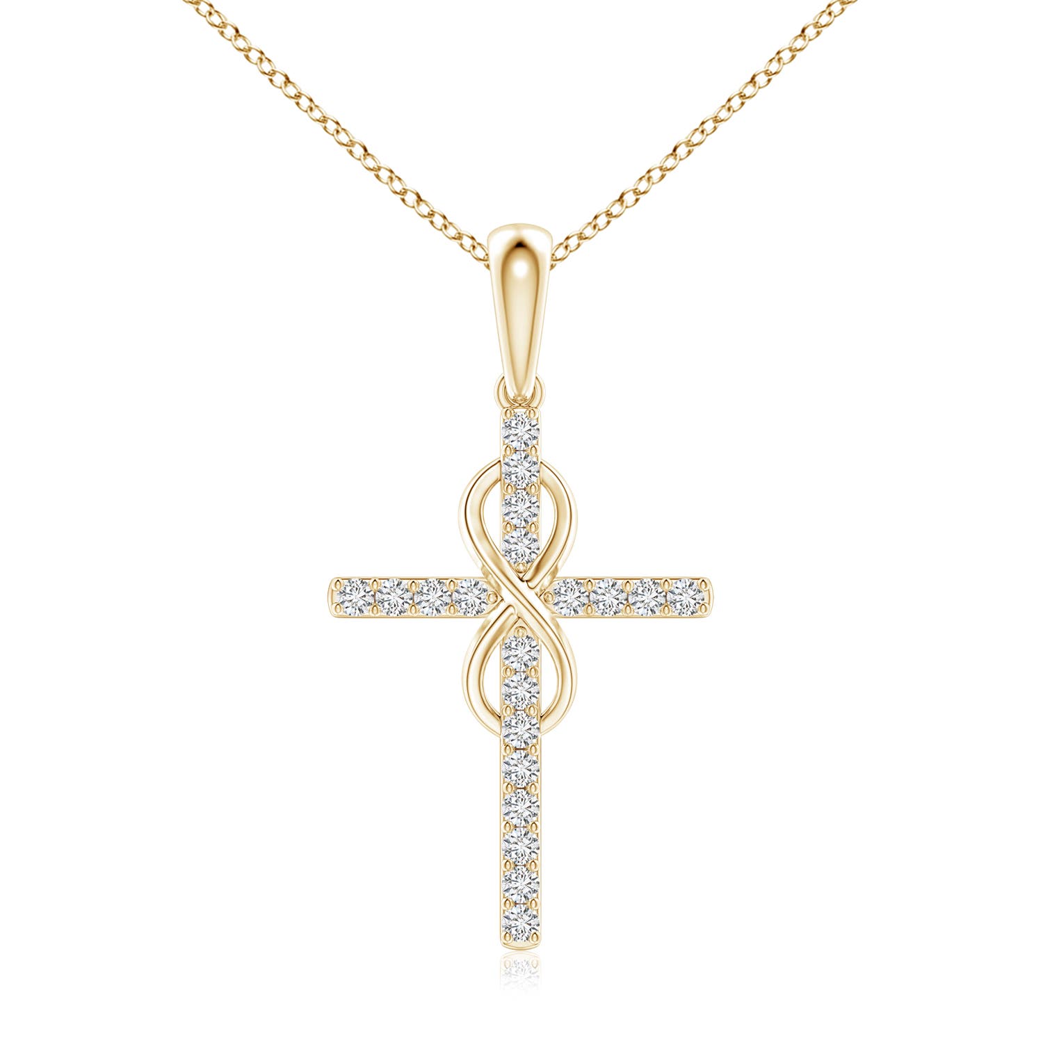 1mm HSI2 Diamond Cross and Infinity Pendant in 18CT Yellow Gold