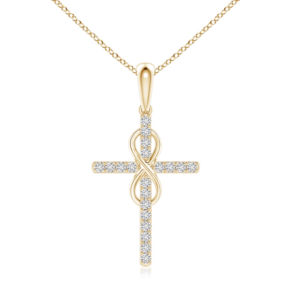1mm HSI2 Diamond Cross and Infinity Pendant in 18K Yellow Gold 