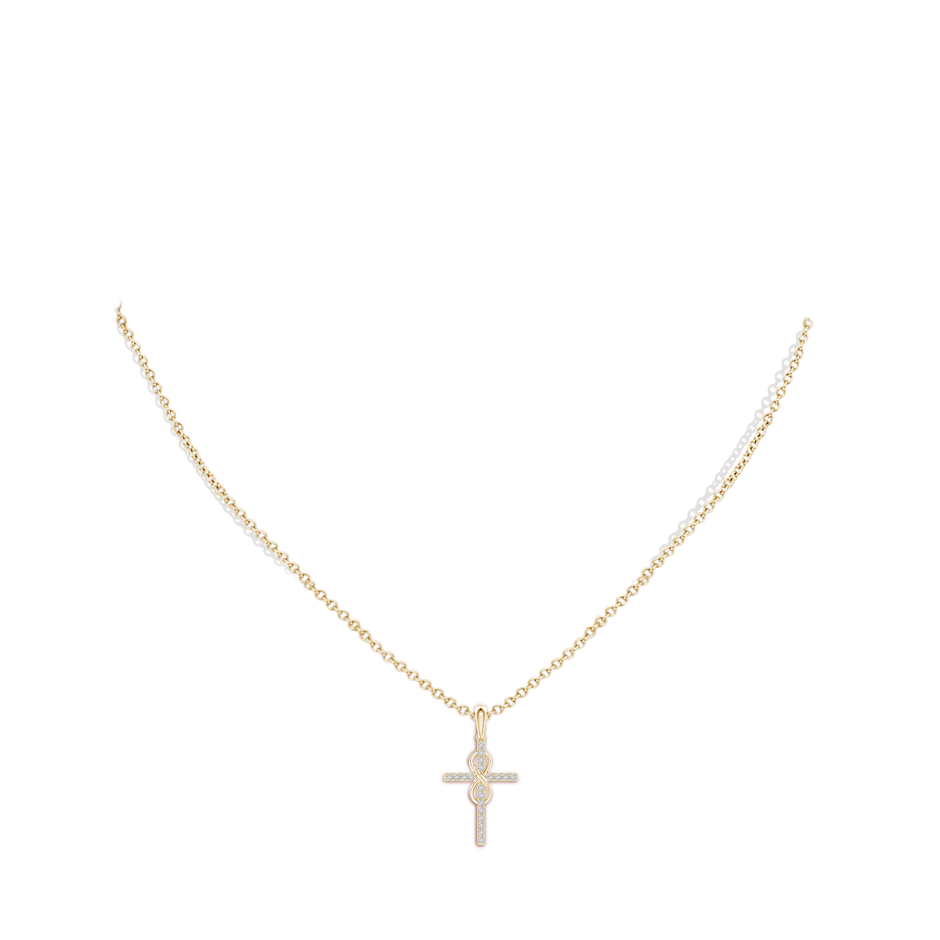 1mm HSI2 Diamond Cross and Infinity Pendant in 18K Yellow Gold pen