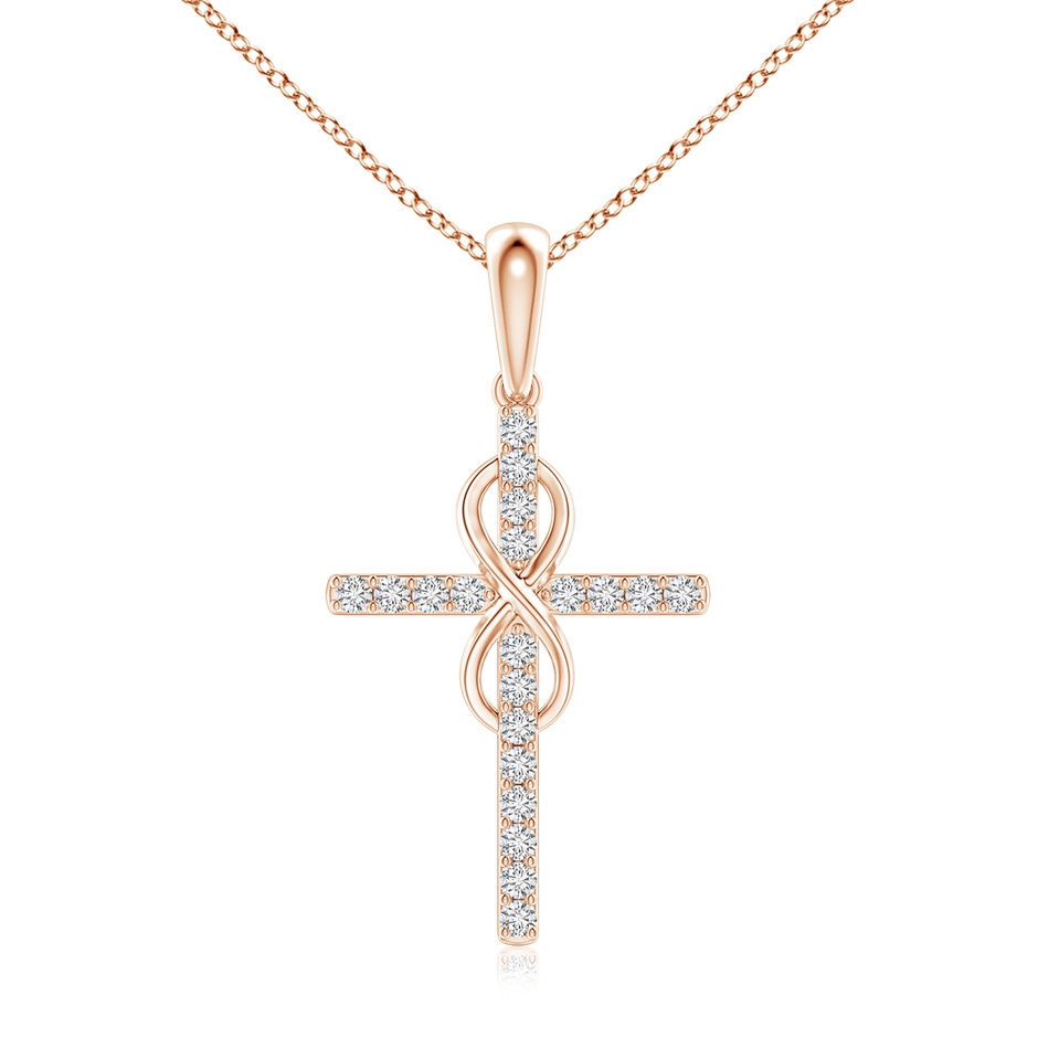 1mm HSI2 Diamond Cross and Infinity Pendant in Rose Gold 
