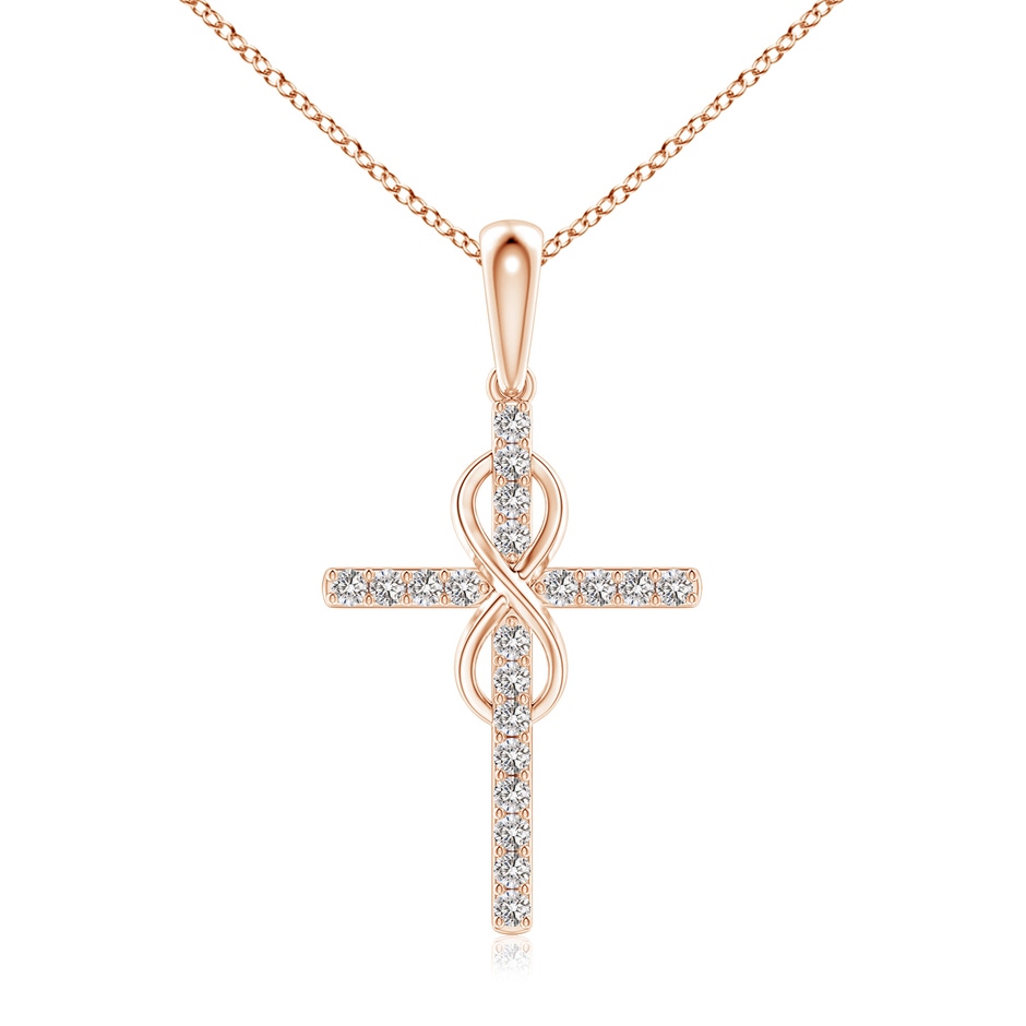 1mm IJI1I2 Diamond Cross and Infinity Pendant in 18K Rose Gold 