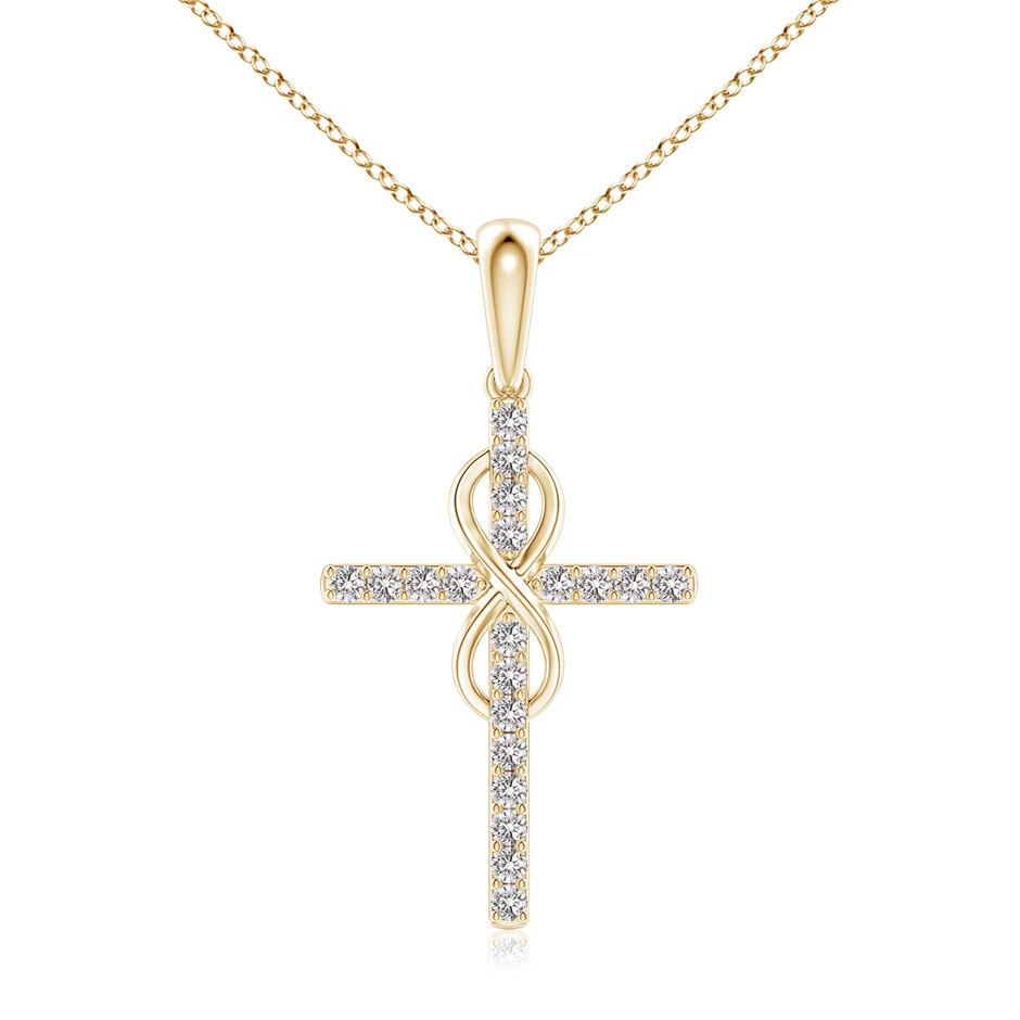 1mm IJI1I2 Diamond Cross and Infinity Pendant in 18K Yellow Gold 