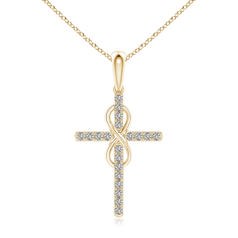 1mm KI3 Diamond Cross and Infinity Pendant in 18K Yellow Gold 