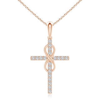 2.3mm HSI2 Diamond Cross and Infinity Pendant in 9K Rose Gold