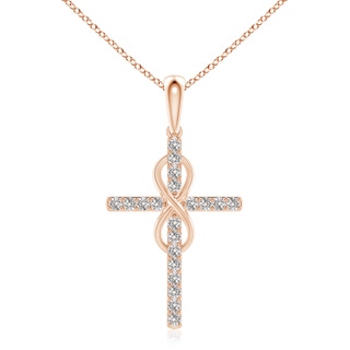 2.3mm IJI1I2 Diamond Cross and Infinity Pendant in Rose Gold