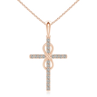 2.3mm KI3 Diamond Cross and Infinity Pendant in Rose Gold