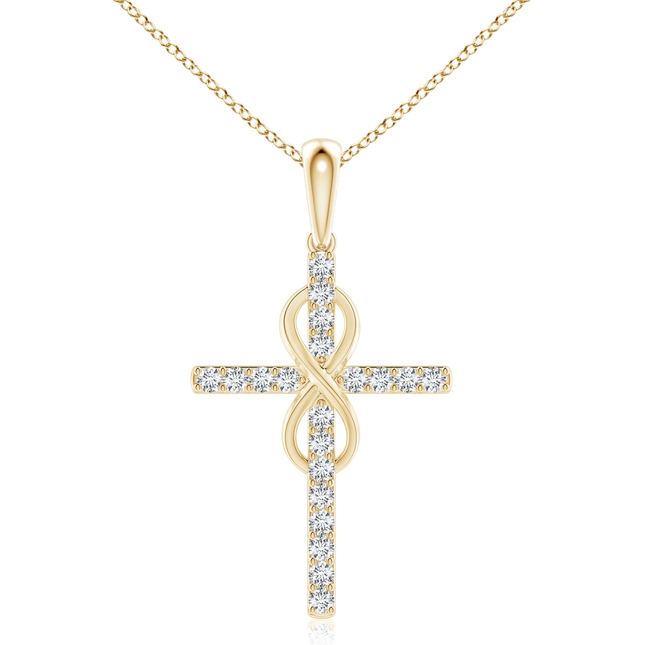 2.6mm GVS2 Diamond Cross and Infinity Pendant in Yellow Gold 