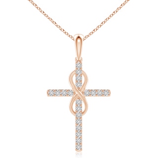 2.6mm HSI2 Diamond Cross and Infinity Pendant in 9K Rose Gold