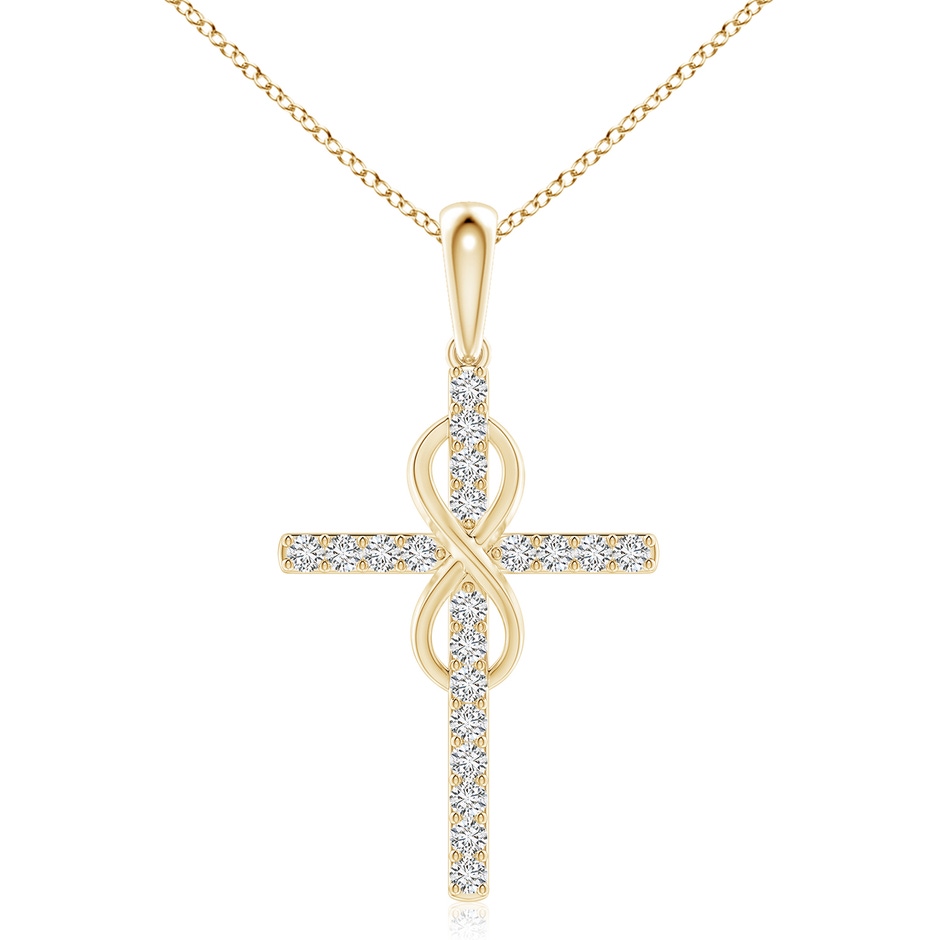 2.6mm HSI2 Diamond Cross and Infinity Pendant in Yellow Gold 