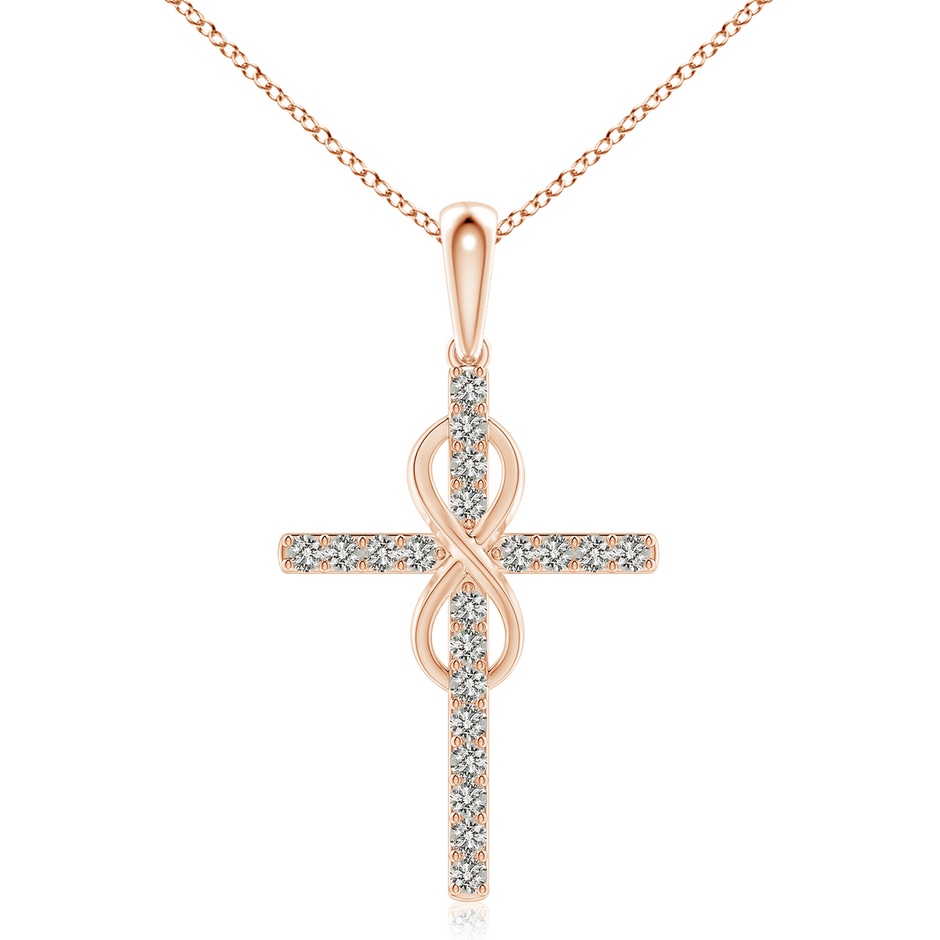 2.6mm KI3 Diamond Cross and Infinity Pendant in Rose Gold 