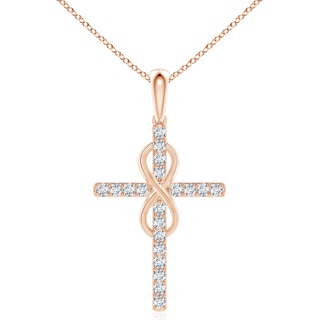 2.9mm GVS2 Diamond Cross and Infinity Pendant in 18K Rose Gold