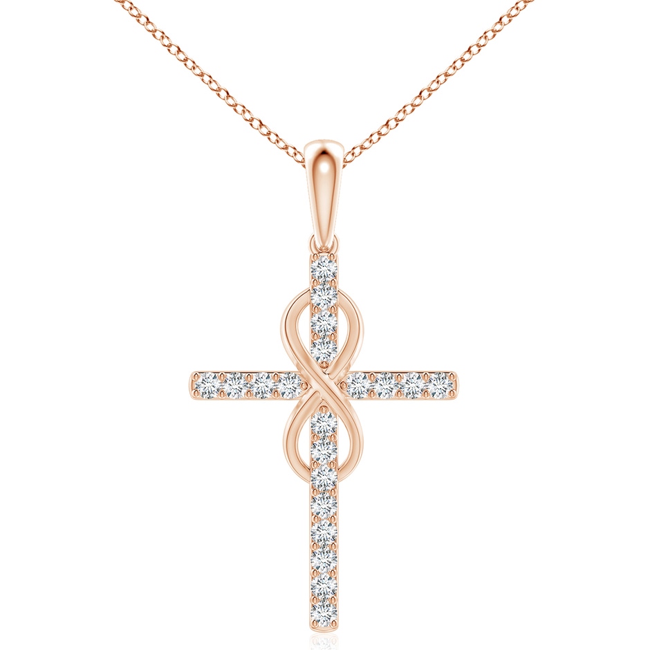 2.9mm GVS2 Diamond Cross and Infinity Pendant in 18K Rose Gold 