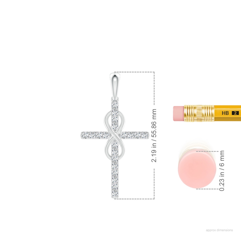 2.9mm GVS2 Diamond Cross and Infinity Pendant in P950 Platinum ruler