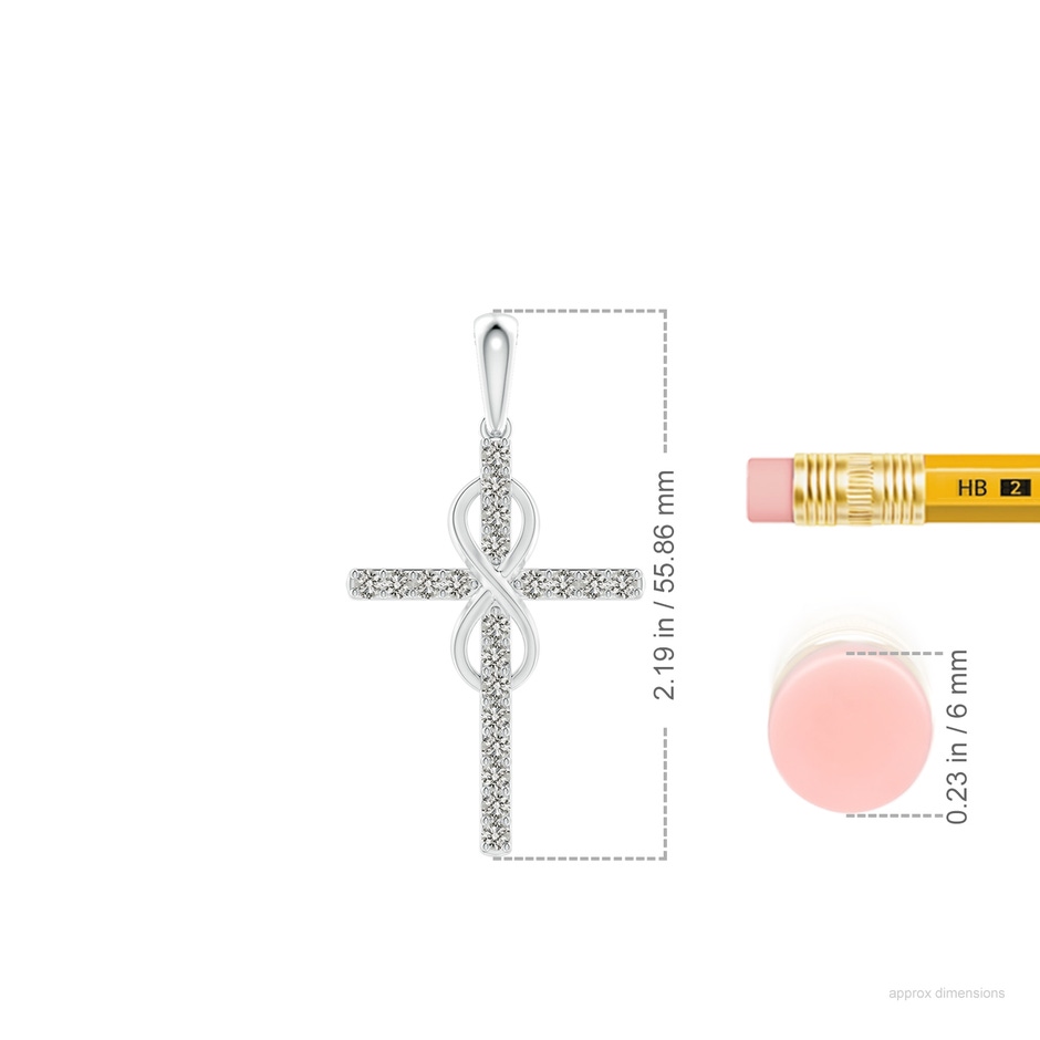 2.9mm KI3 Diamond Cross and Infinity Pendant in White Gold ruler