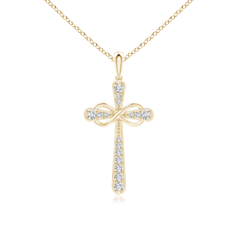 1.5mm GVS2 Pave-Set Diamond Cross and Sideways Infinity Pendant in 18K Yellow Gold 