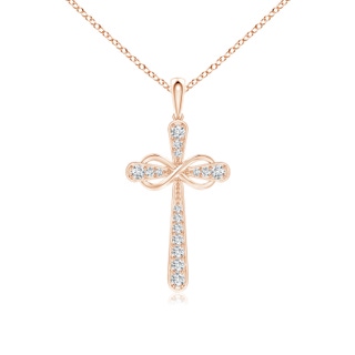 1.5mm GVS2 Pave-Set Diamond Cross and Sideways Infinity Pendant in 9K Rose Gold