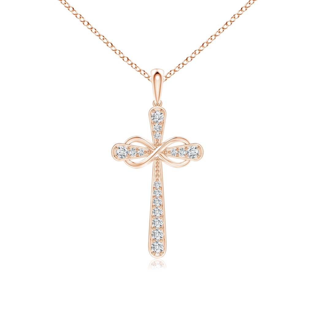 1.5mm GVS2 Pave-Set Diamond Cross and Sideways Infinity Pendant in Rose Gold