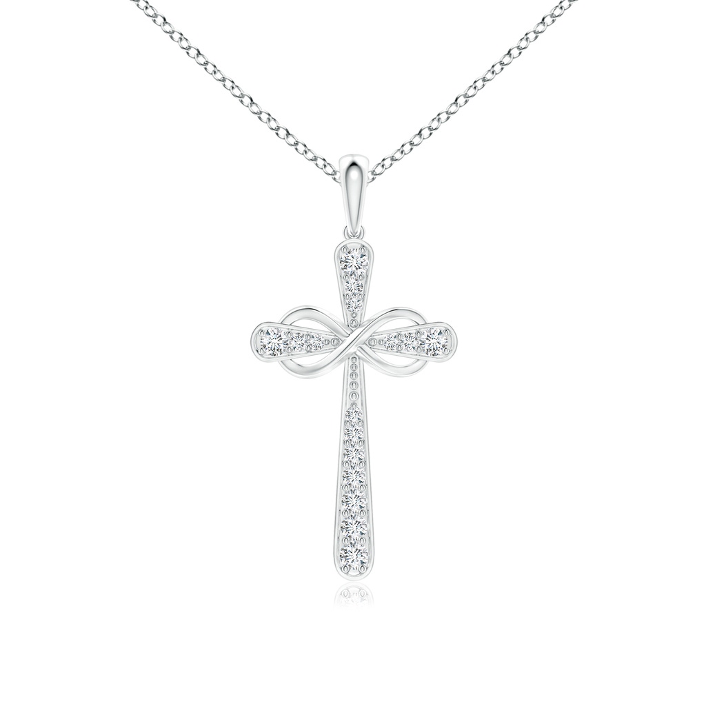 1.5mm GVS2 Pave-Set Diamond Cross and Sideways Infinity Pendant in White Gold