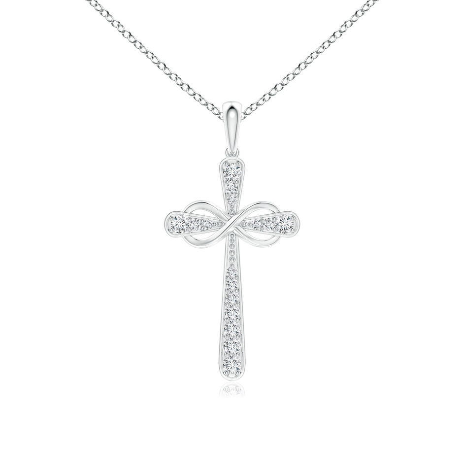 1.5mm GVS2 Pave-Set Diamond Cross and Sideways Infinity Pendant in White Gold 