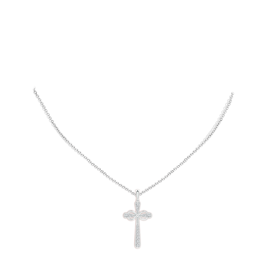 1.5mm GVS2 Pave-Set Diamond Cross and Sideways Infinity Pendant in White Gold pen