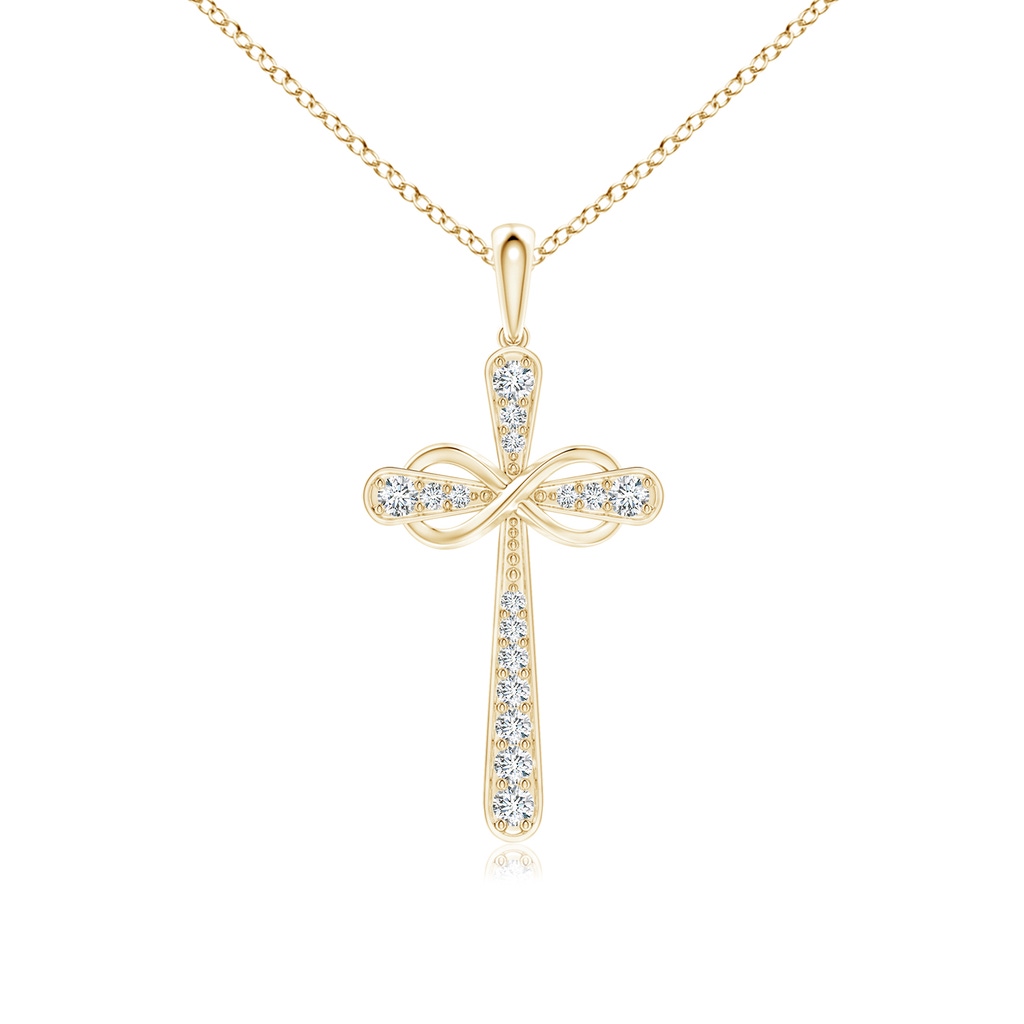 1.5mm GVS2 Pave-Set Diamond Cross and Sideways Infinity Pendant in Yellow Gold