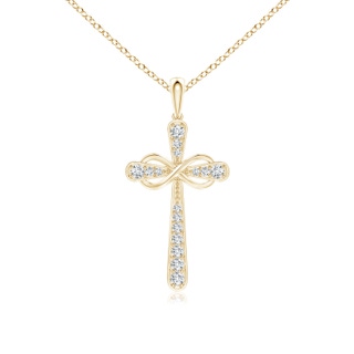 1.5mm GVS2 Pave-Set Diamond Cross and Sideways Infinity Pendant in Yellow Gold