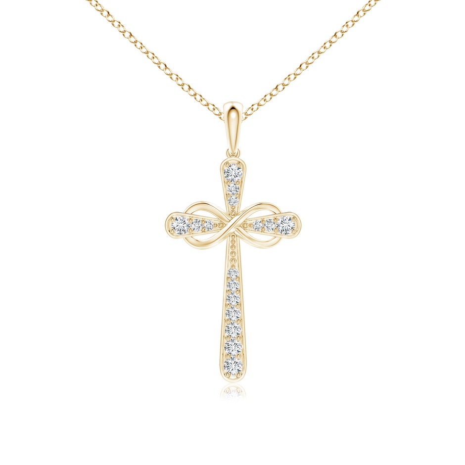 1.5mm GVS2 Pave-Set Diamond Cross and Sideways Infinity Pendant in Yellow Gold 