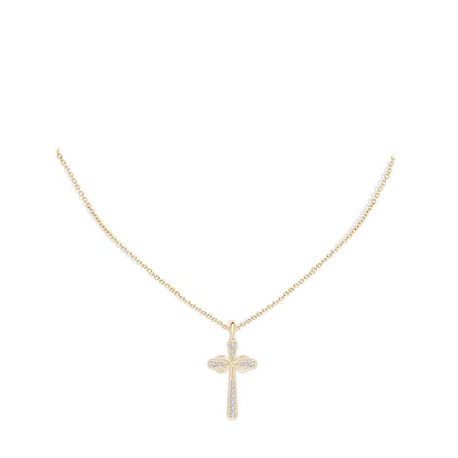 1.5mm GVS2 Pave-Set Diamond Cross and Sideways Infinity Pendant in Yellow Gold pen