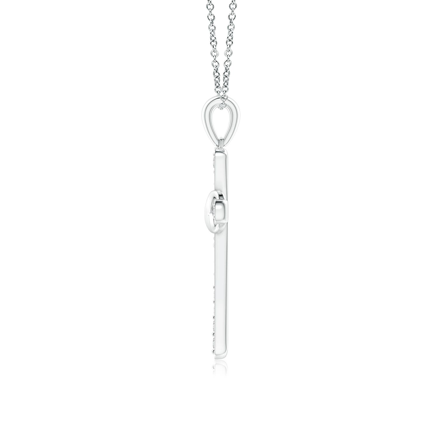 1.5mm HSI2 Pave-Set Diamond Cross and Sideways Infinity Pendant in 18K White Gold