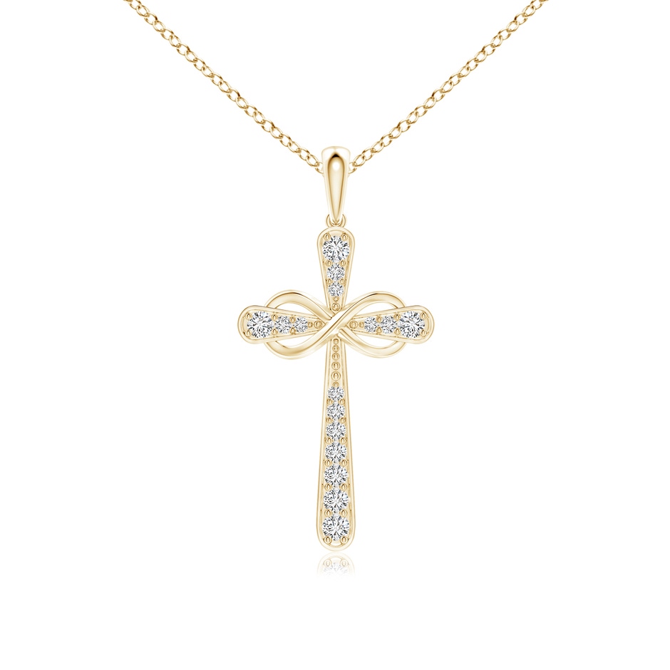 1.5mm HSI2 Pave-Set Diamond Cross and Sideways Infinity Pendant in 18K Yellow Gold 
