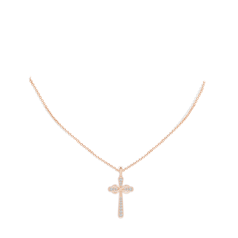 1.5mm HSI2 Pave-Set Diamond Cross and Sideways Infinity Pendant in Rose Gold pen