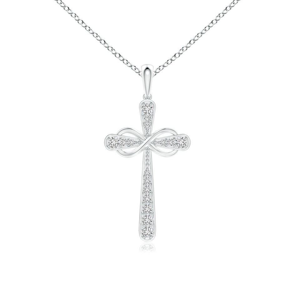 1.5mm HSI2 Pave-Set Diamond Cross and Sideways Infinity Pendant in White Gold 