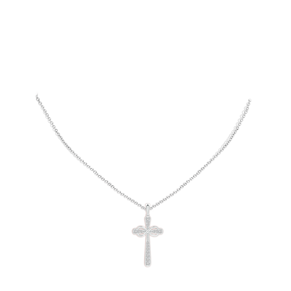 1.5mm HSI2 Pave-Set Diamond Cross and Sideways Infinity Pendant in White Gold pen