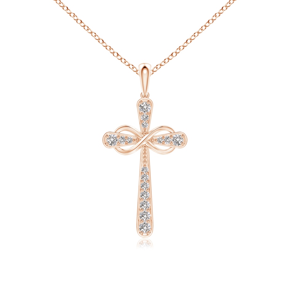 1.5mm IJI1I2 Pave-Set Diamond Cross and Sideways Infinity Pendant in Rose Gold 
