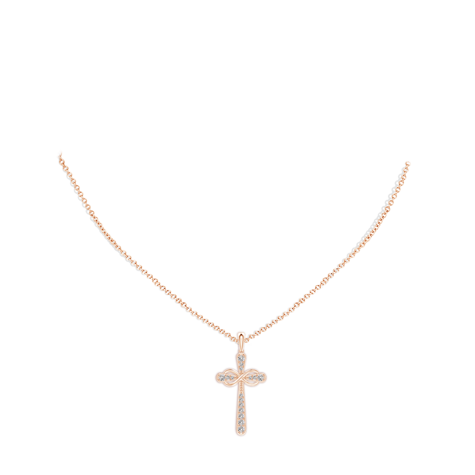 1.5mm IJI1I2 Pave-Set Diamond Cross and Sideways Infinity Pendant in Rose Gold pen